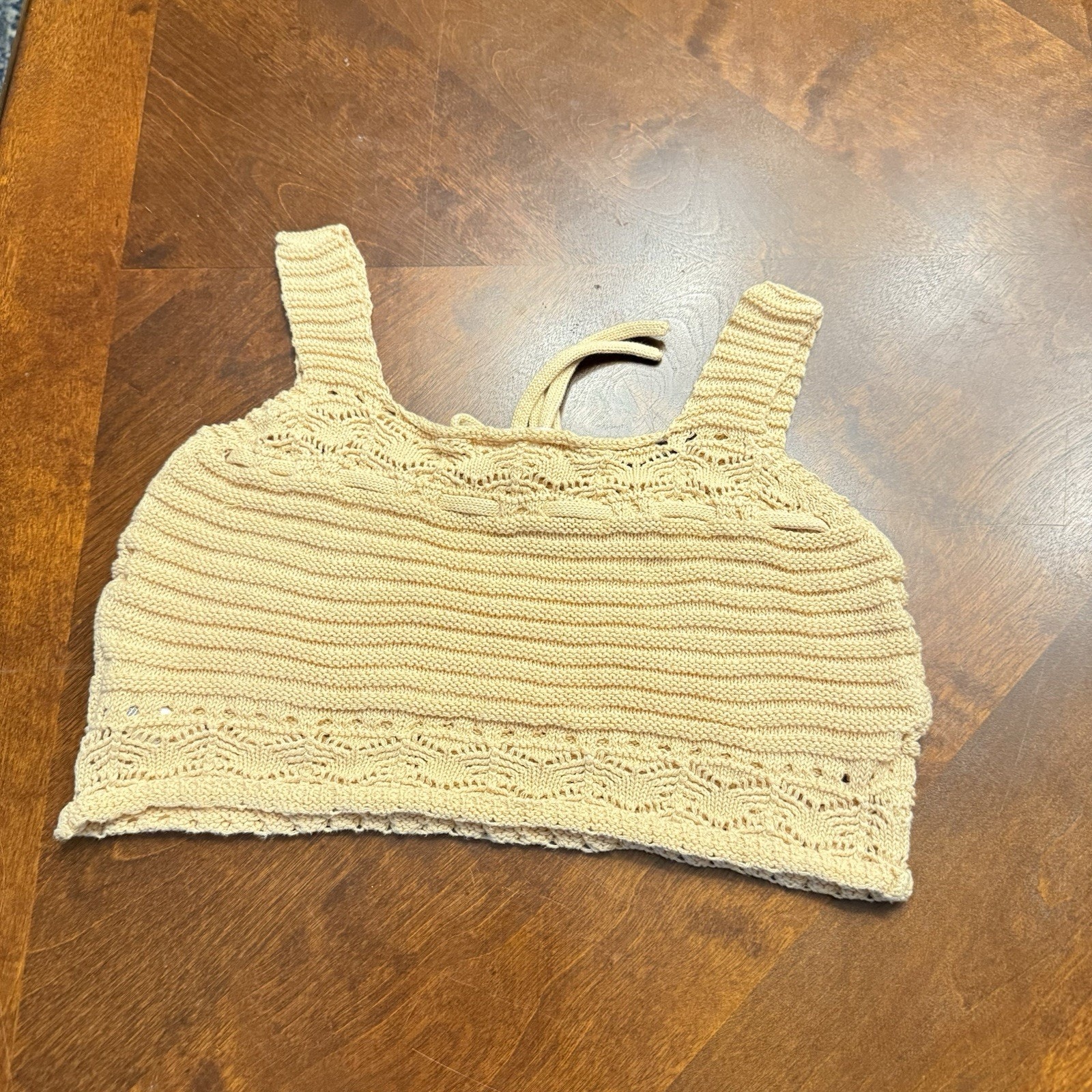 Jolie & Joy Fct 2pc Crochet Knit Set Large Crop Tank Top & Shorts Euc — image 5 of 8